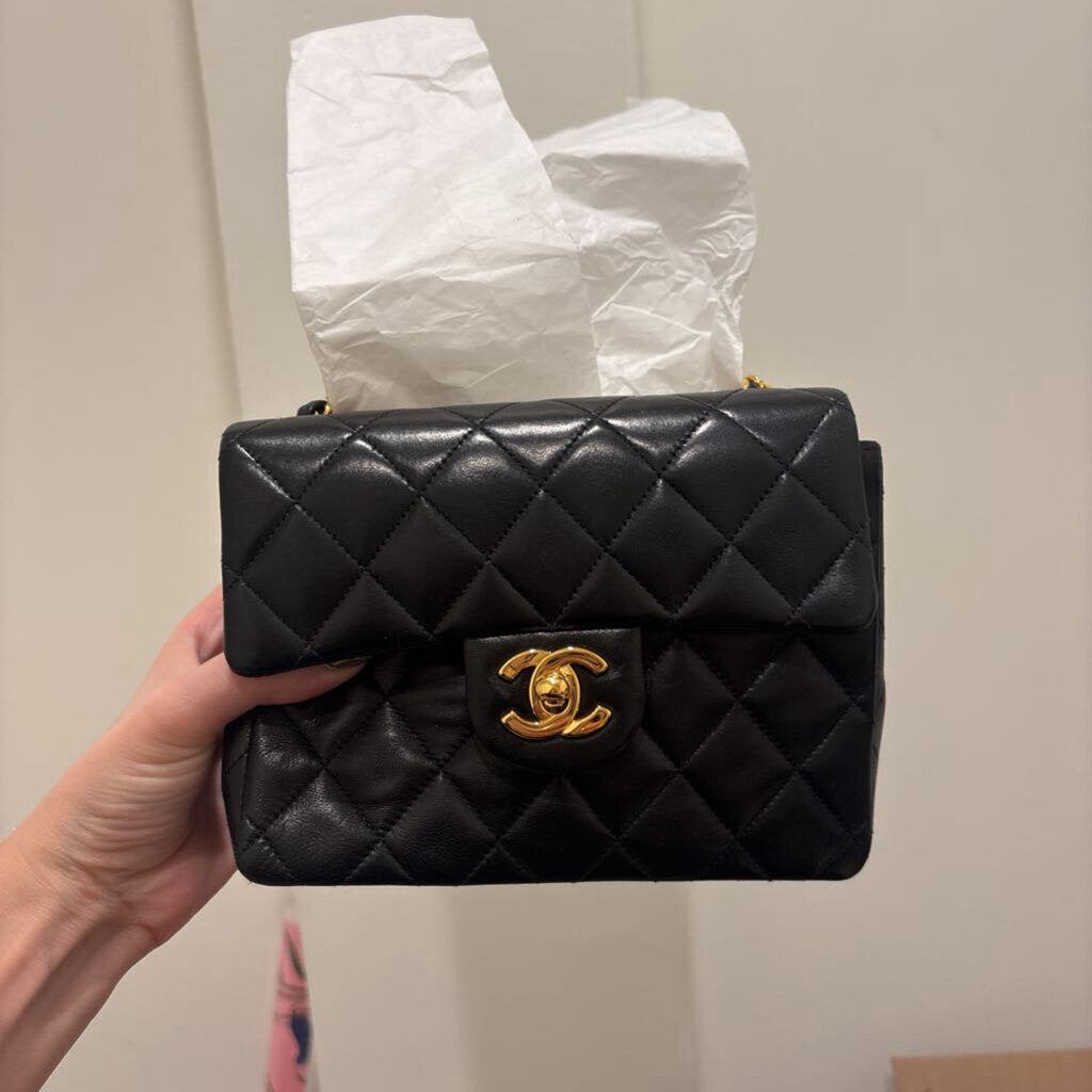 1996-97 Black Quilted Mini Flap Bag