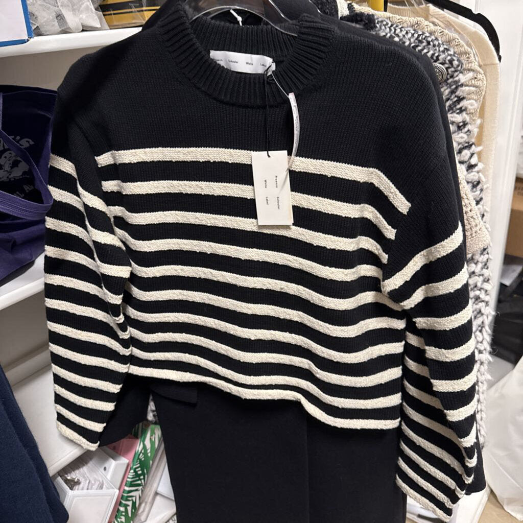 B&W Cotton/Cashmere Striped Sweater (NWT)