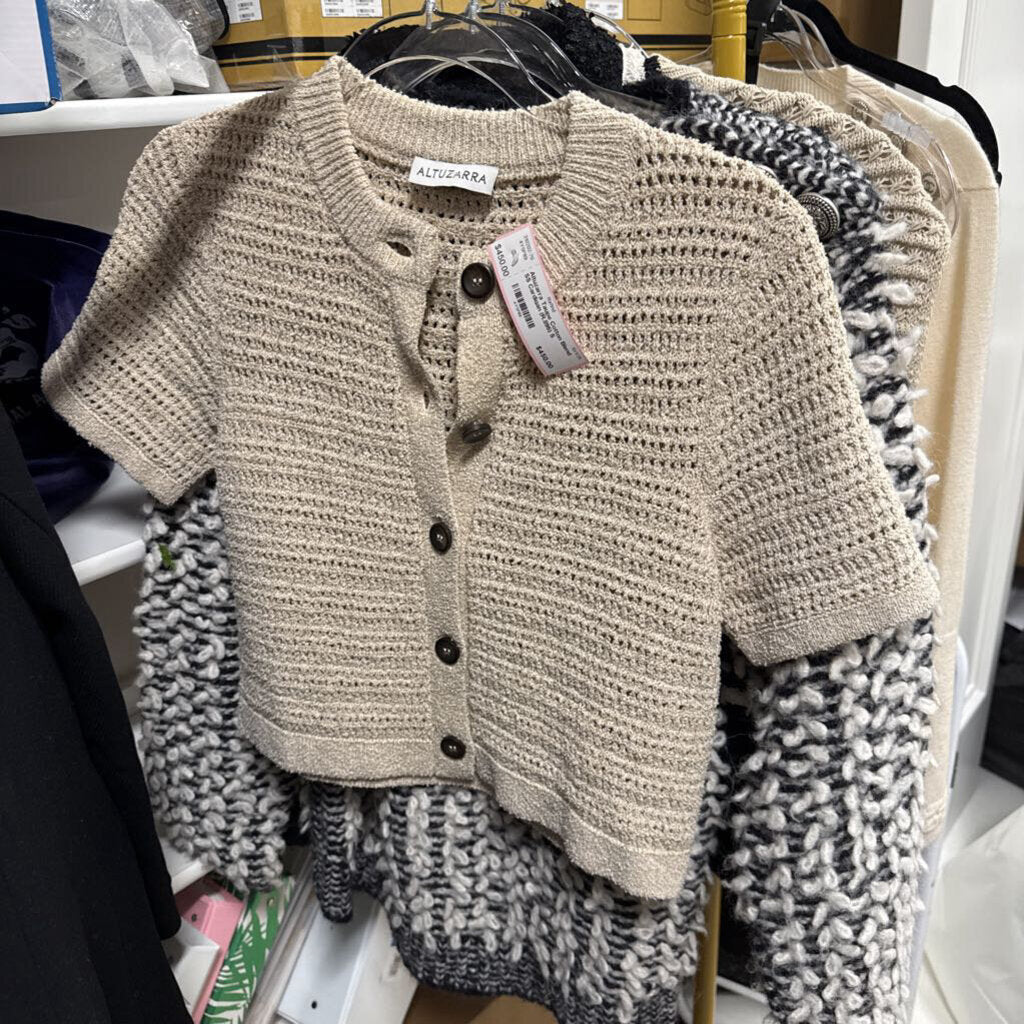 Taupe Cotton Blend SS Cardigan (R.895)
