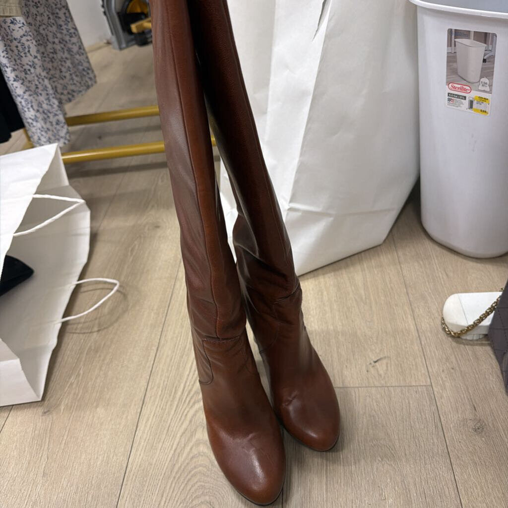 Brown Leather Knee High Boot