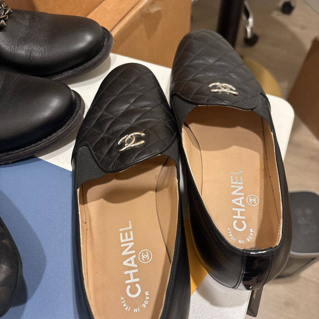 Black Quilted Leather Loafer