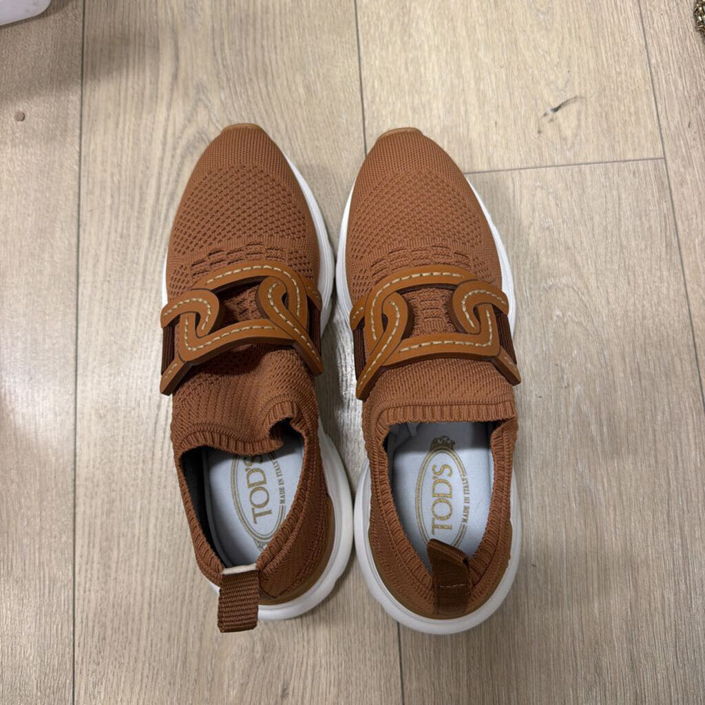 Brown Knit Slip On Sneakers