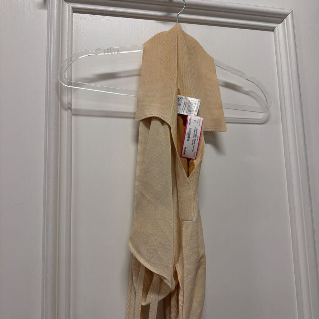 2002 Beige Viscose Collared Tie Top