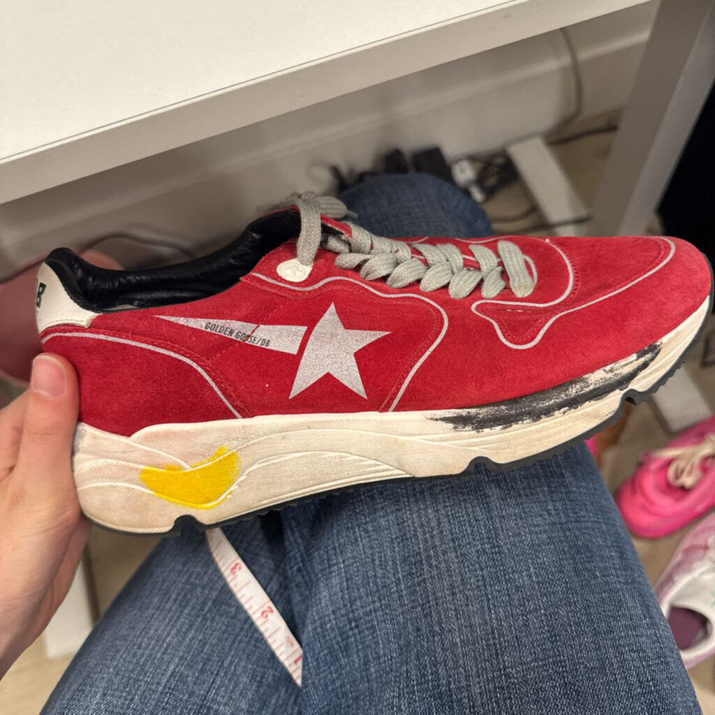 Red Suede Silver Sneaker