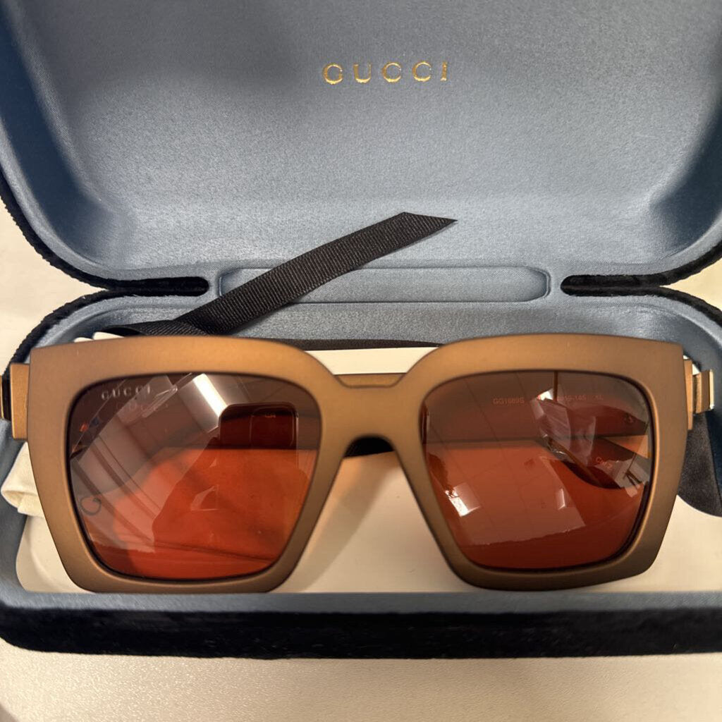 Brown Rectangular Sunglasses w/ Case