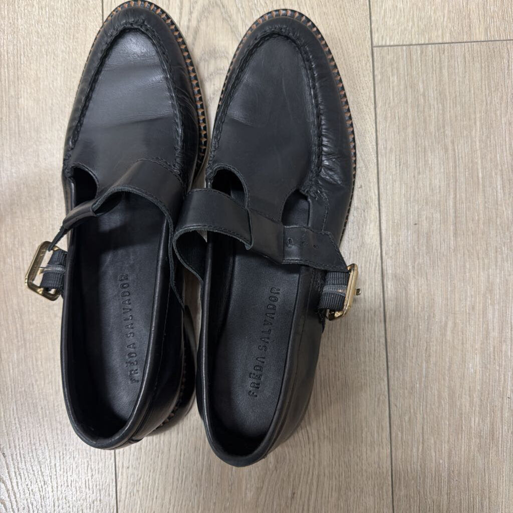 Black Leather Mary Jane Loafer
