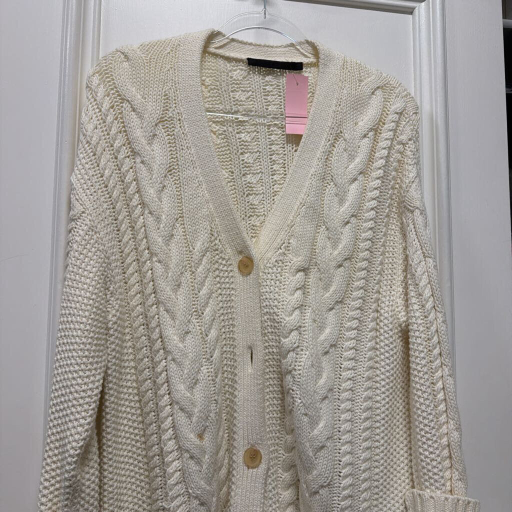Cream Cotton Cable Knit Cardigan