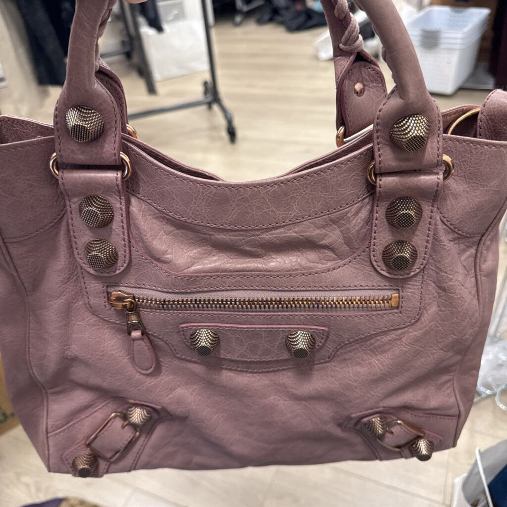 Mauve Leather City Bag