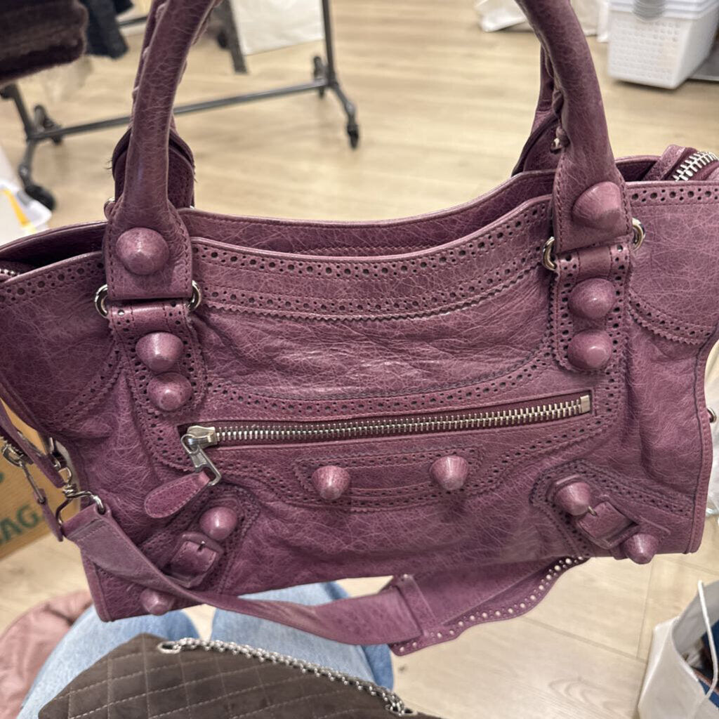 Purple Leather City Bag