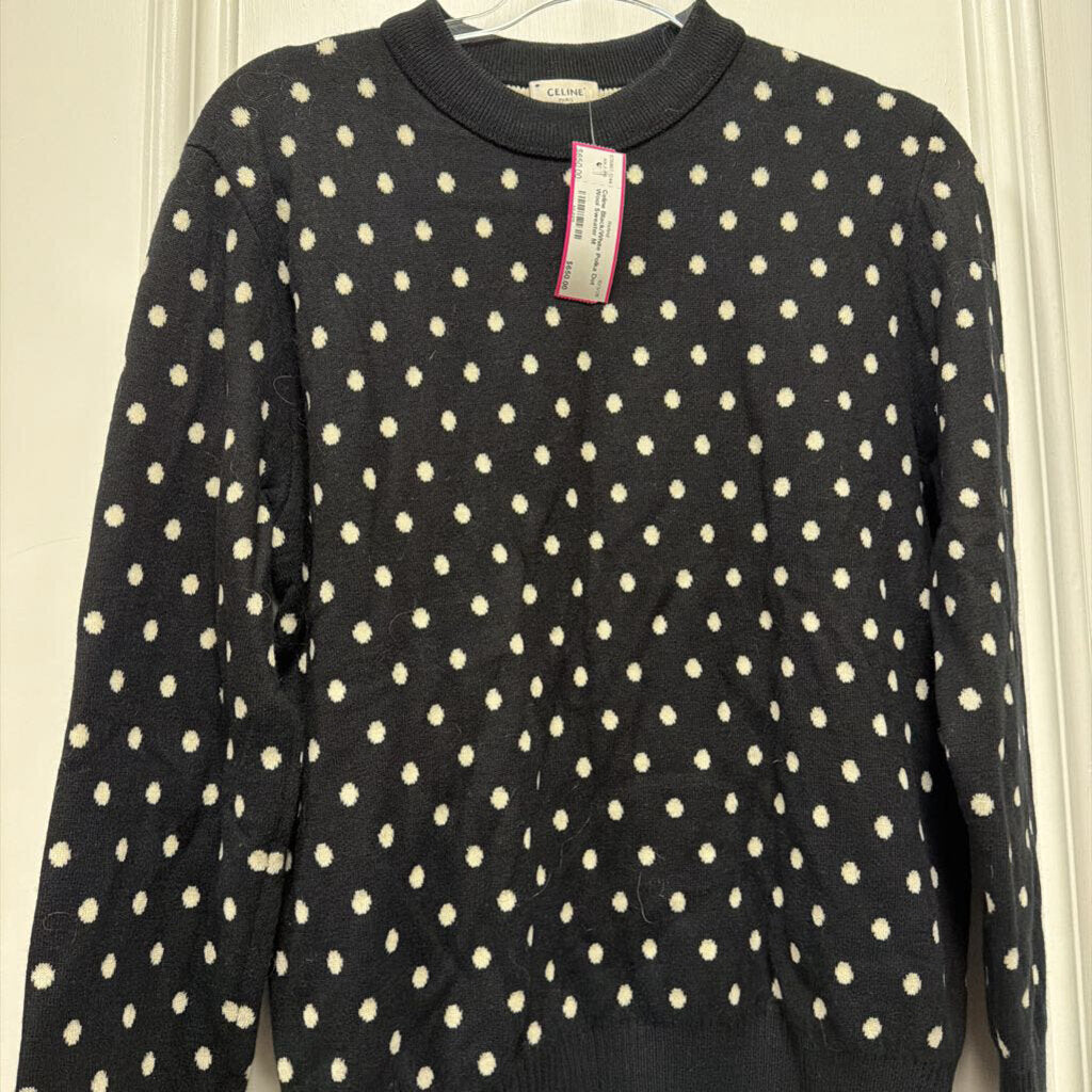 Black/White Polka Dot Wool Sweater