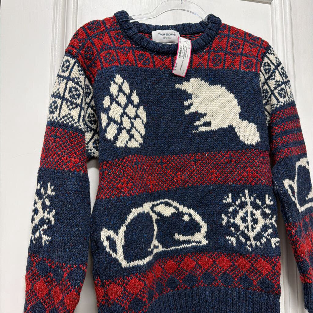 Navy/Red/White Wool/Mohair Sweater
