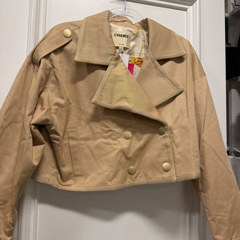 Beige Cotton Cropped Trench Coat (NWT $625)