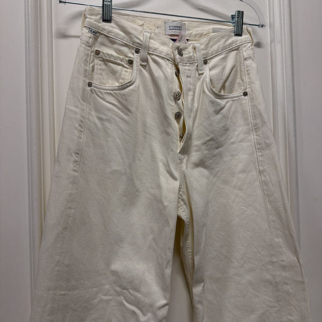 White Cotton Wide Leg Jeans