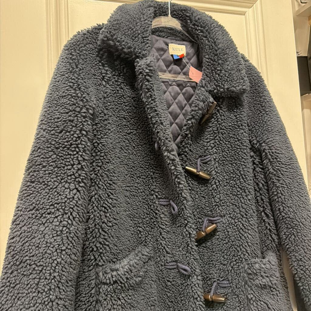 Blue Poly Fleece Toggle Button Jacket