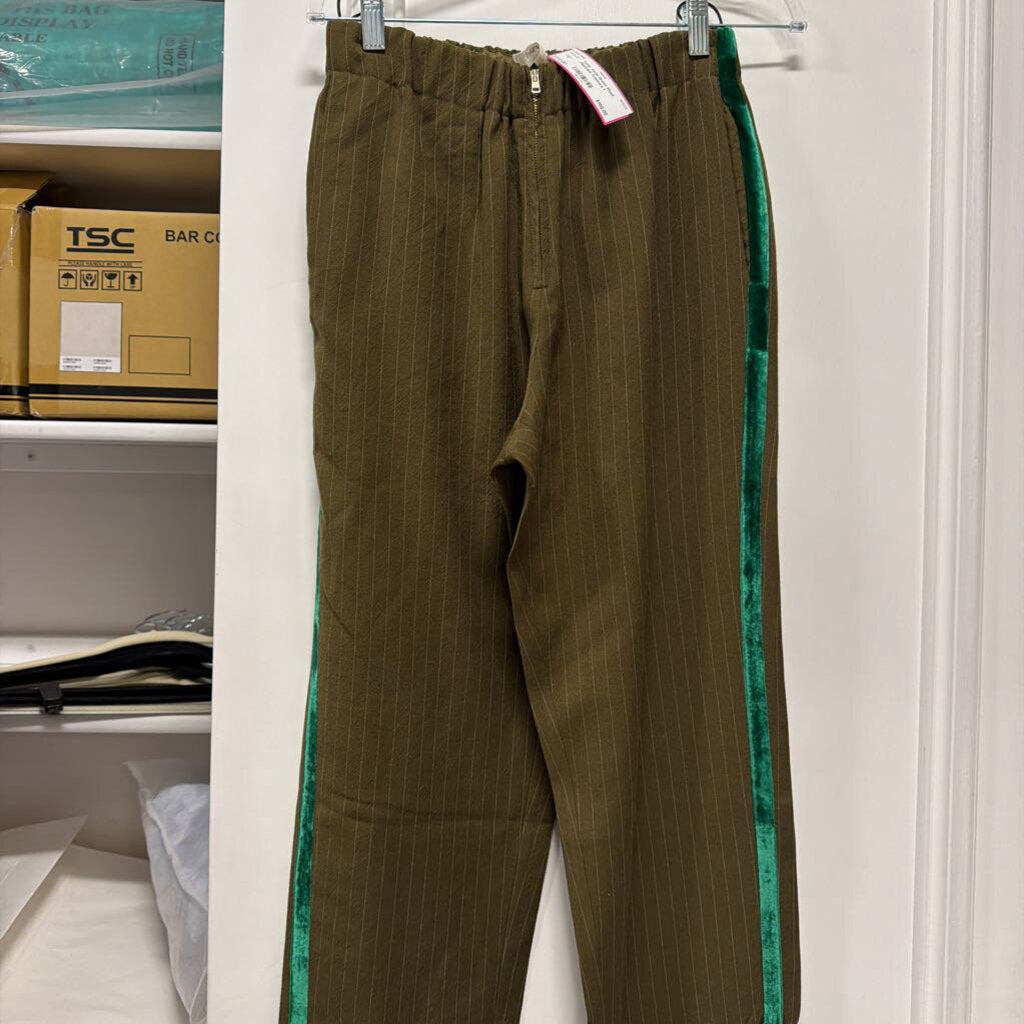 Green Wool Pinstripe Trousers