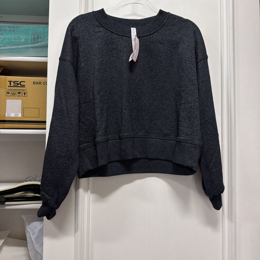 Black Cotton Blend Metallic Sweatshirt