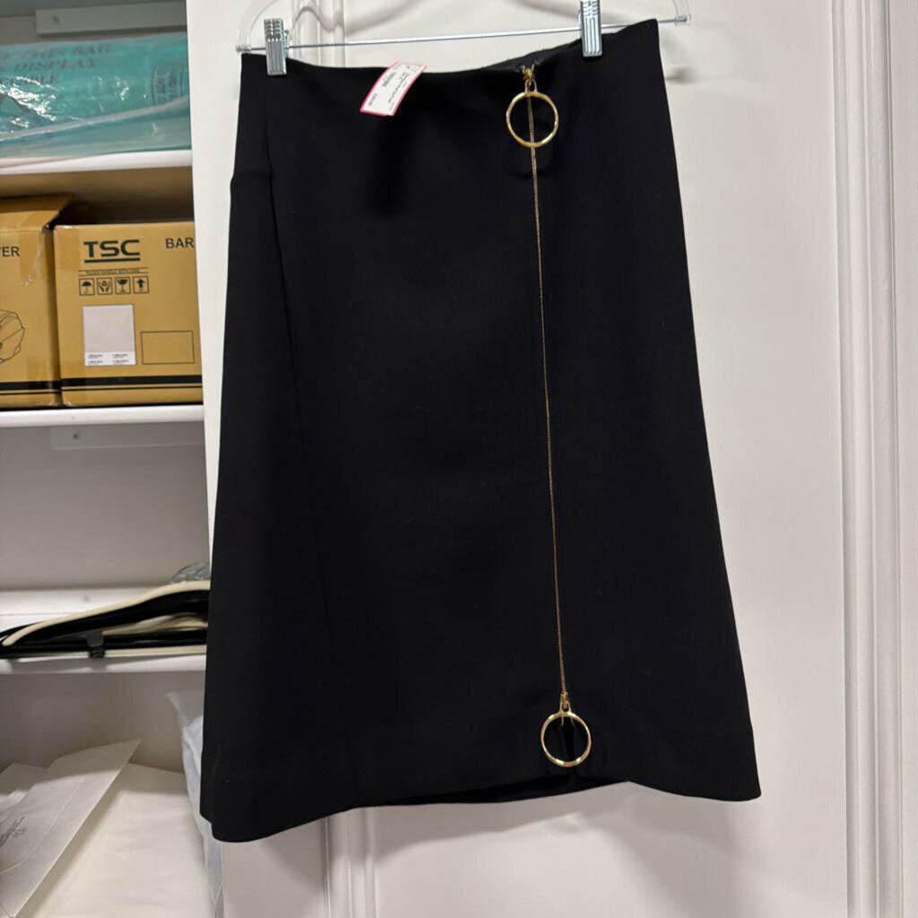 Black Wool Zip-Front Skirt