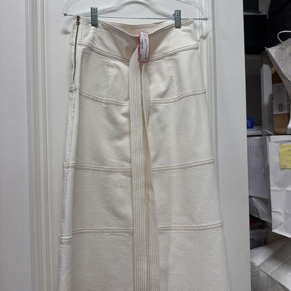 White Denim Midi Skirt