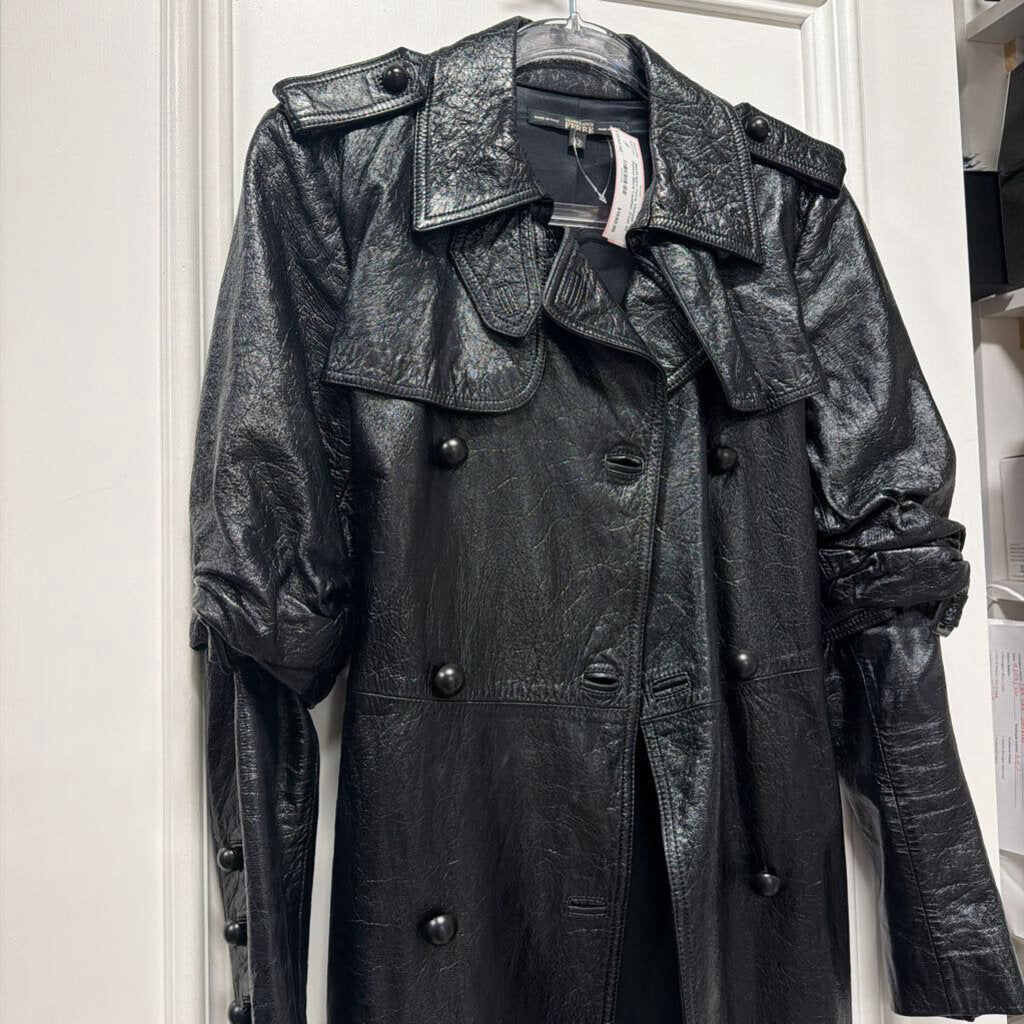 Vintage Rare Patent Black Leather Coat