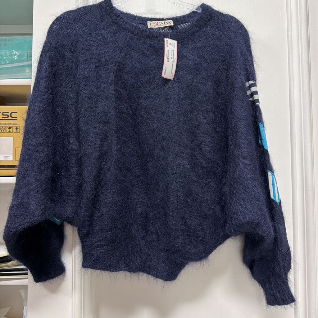 Navy Brushed Mohair Sweater