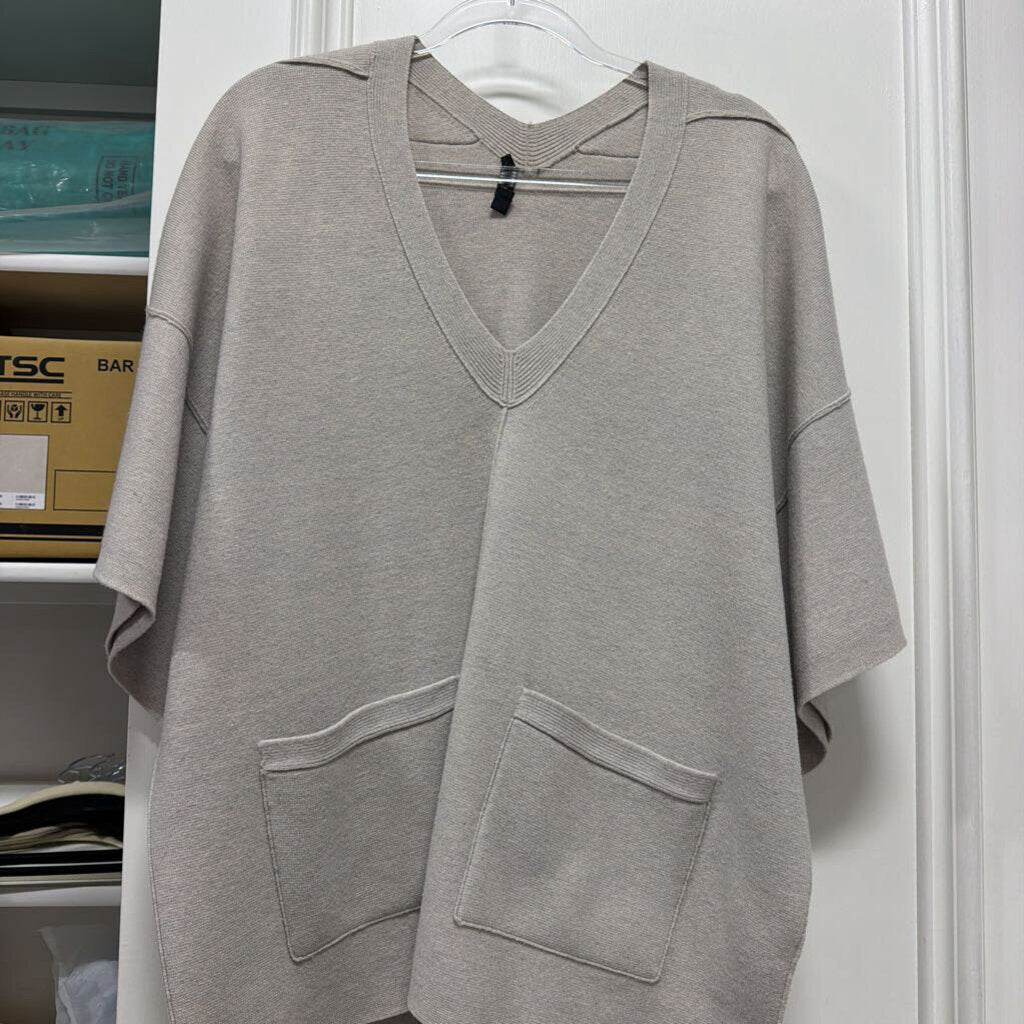 Grey Wool Poncho Sweater