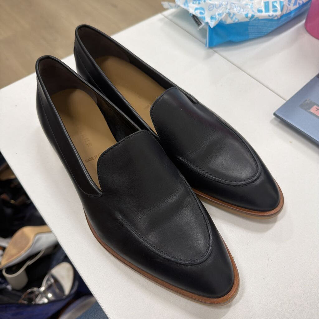 Black Leather Pointed Toe Loafers (8.5) NWT