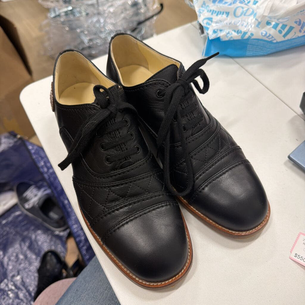 Black Leather Brown Trim Oxfords (39)