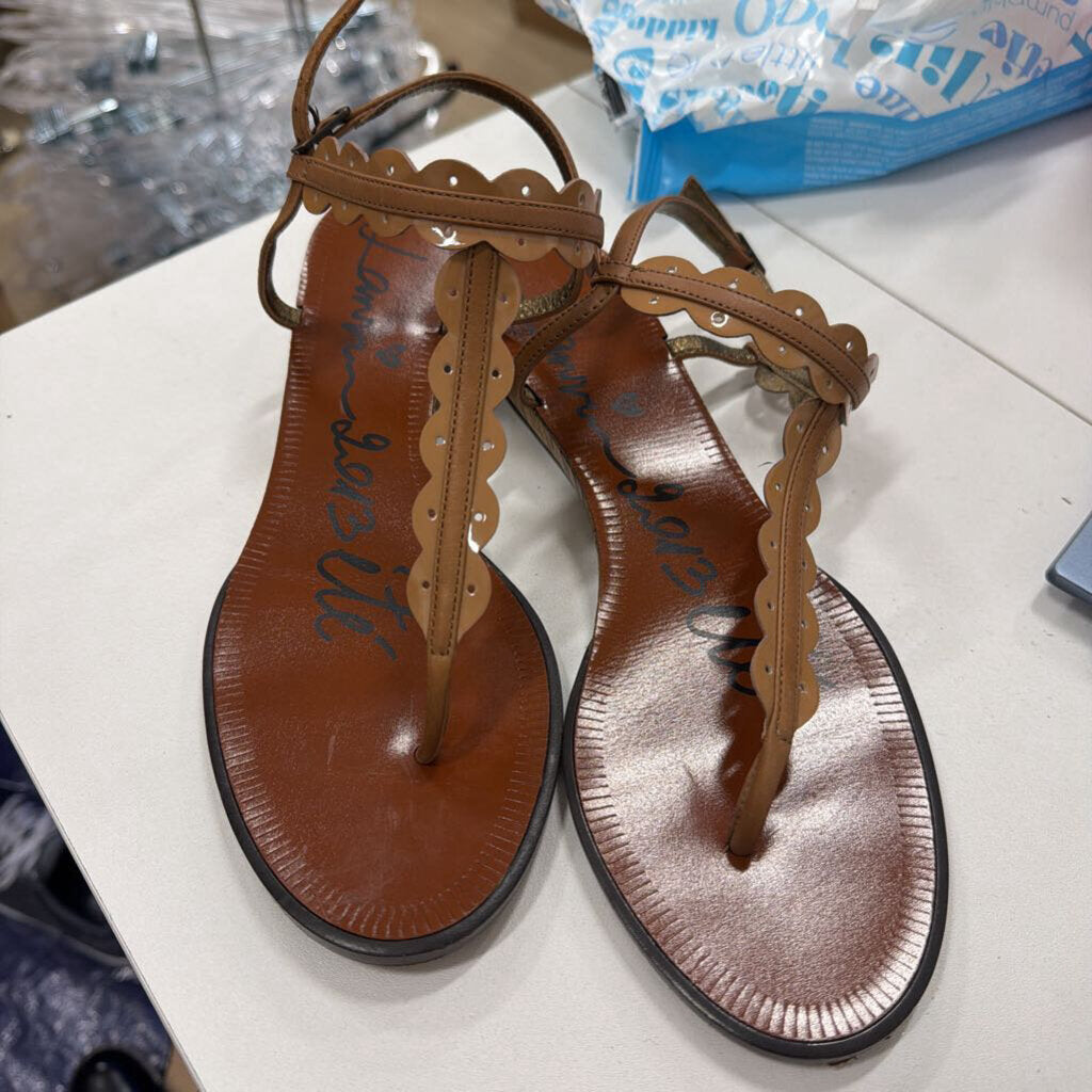 Brown Patent Leather Wooden Sandals (38.5)