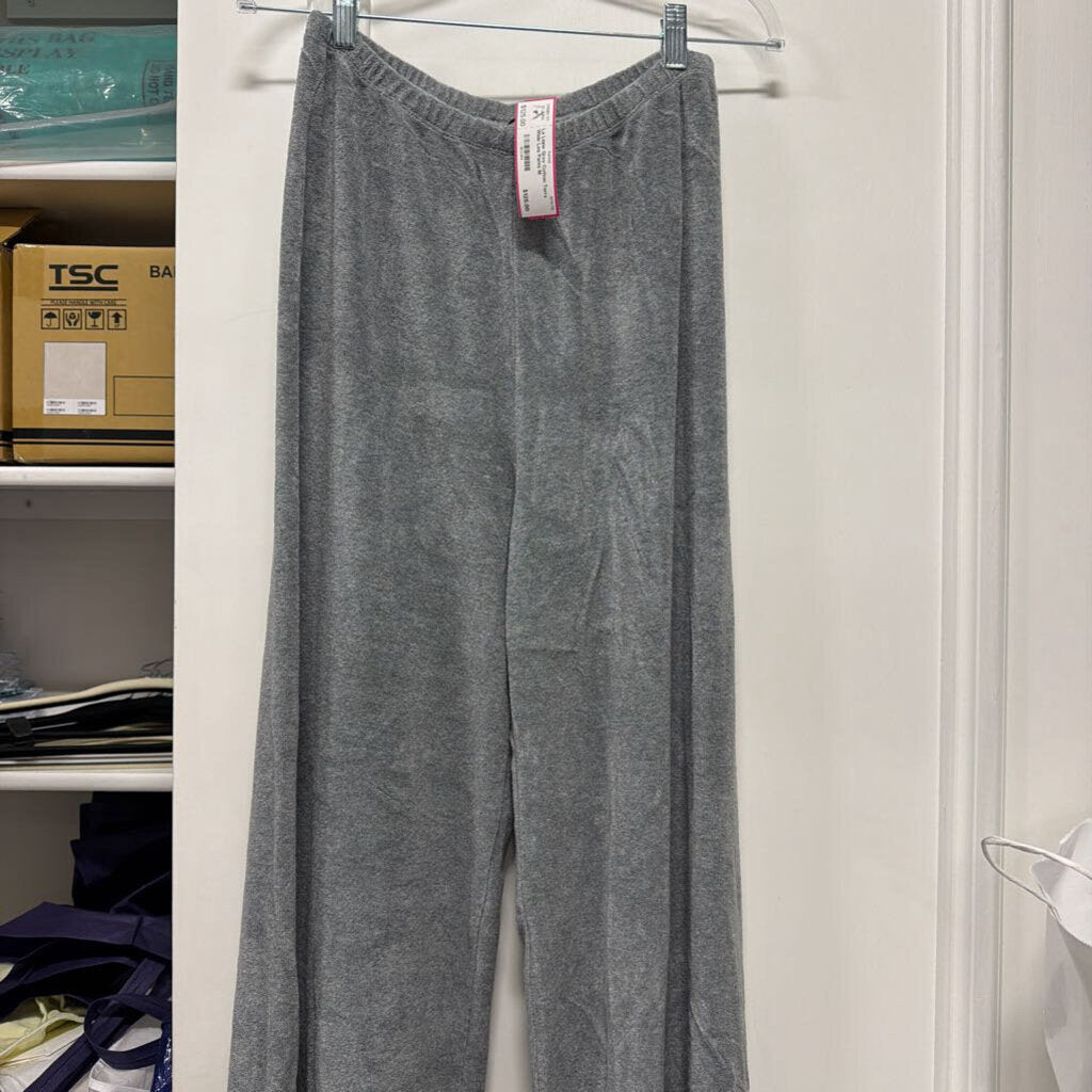 Grey Cotton Terry Wide Leg Pants