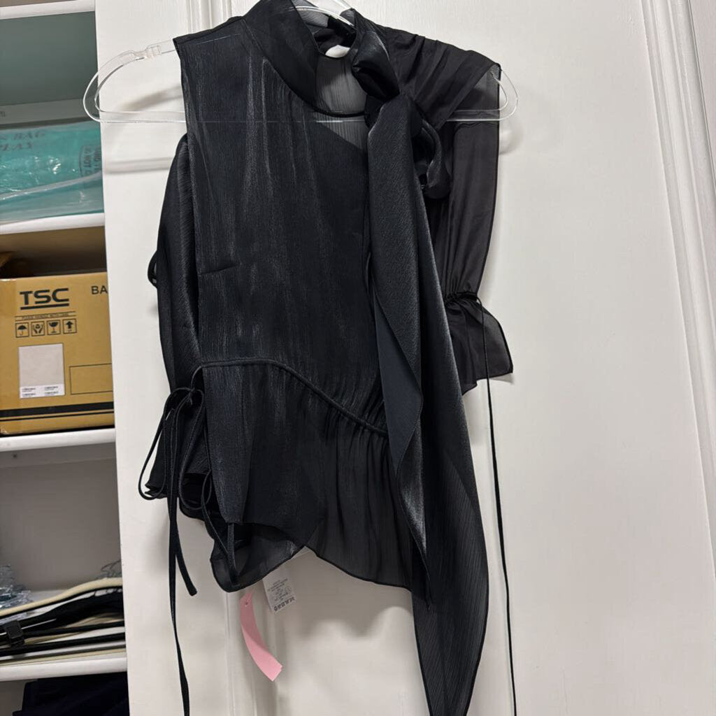 Black Poly Bow Detail Layered Tank (NWT)