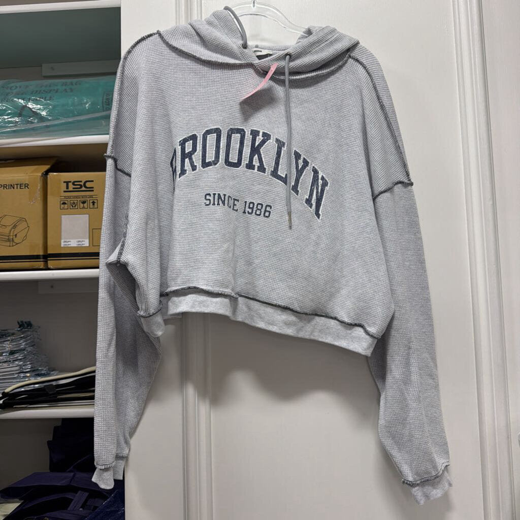 Grey Cotton Hoodie Sweatshirt