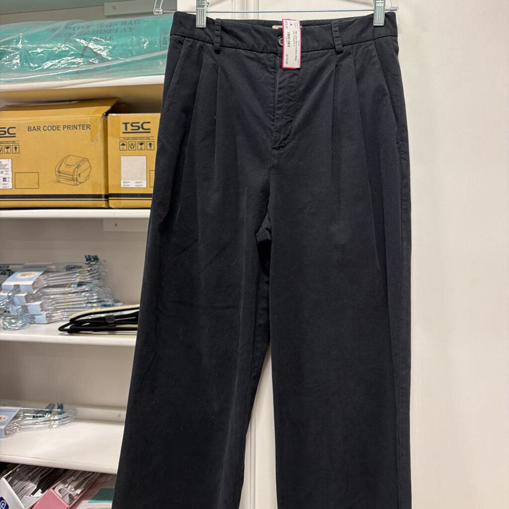 Black Cotton Wide Leg Trousers