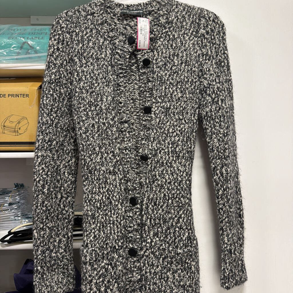 Grey Wool/Alpaca Cardigan Sweater w/ Belt