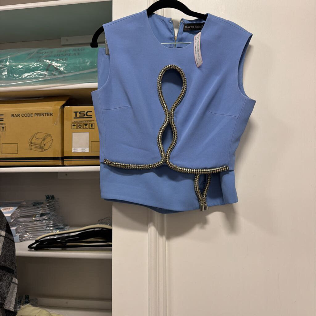 Blue Cutout Crystal Top/Skirt (SET)