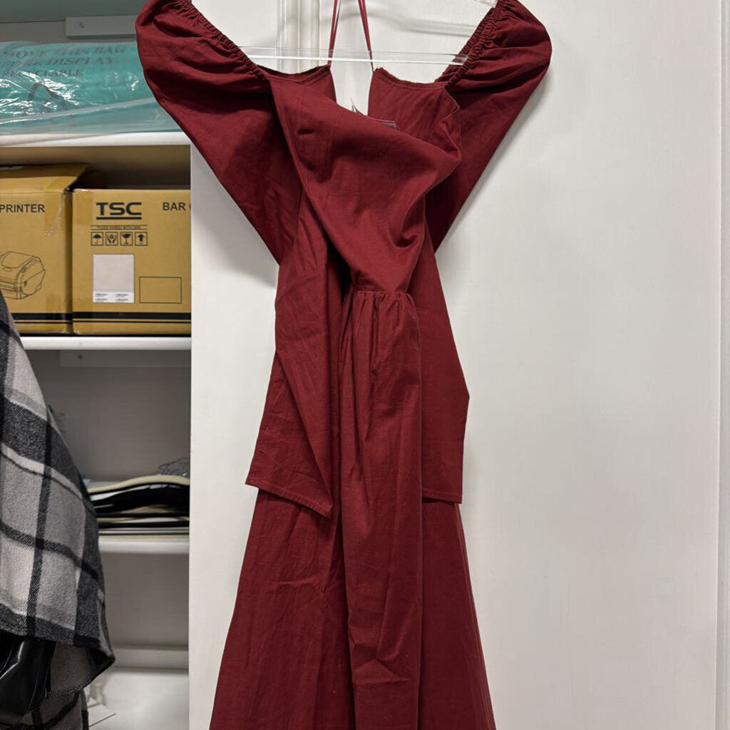 Red Cotton Midi Dress (NWT)
