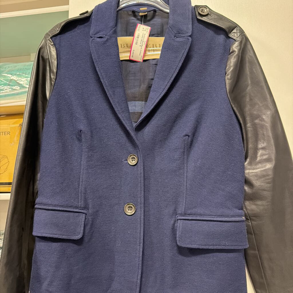 Blue/Black Cotton Leather Blazer