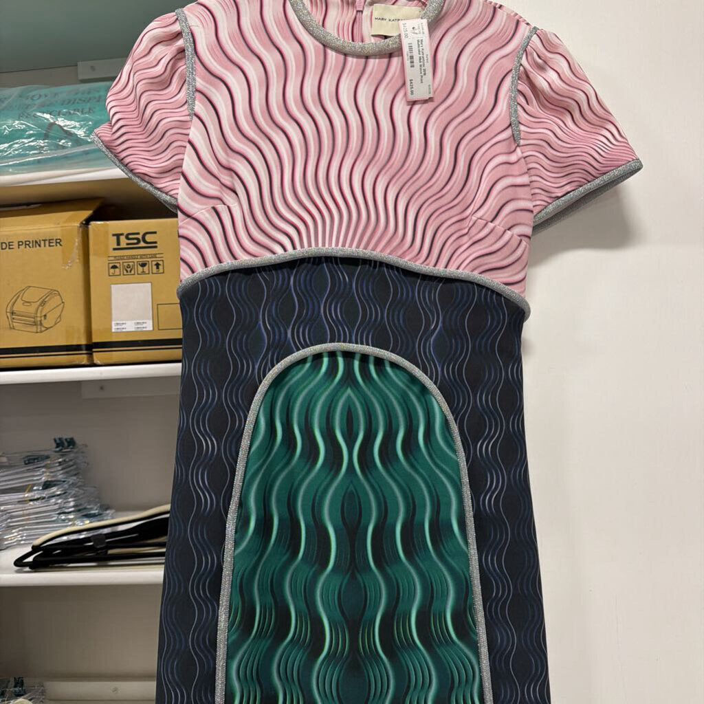 2016 Multicolor Midi Wave Print Dress (1450)