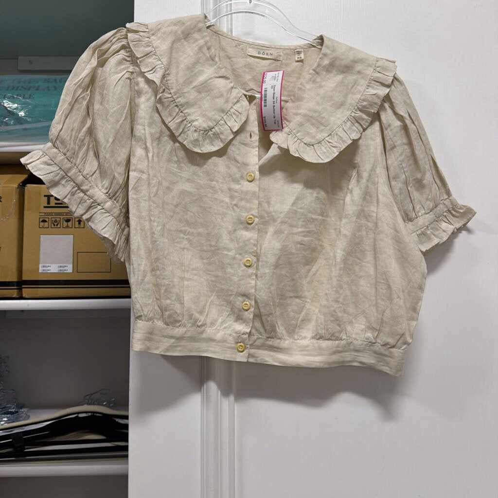 Beige SS Button Up Top