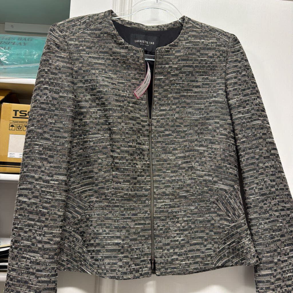 Grey Cotton/Poly Zip Front Jacket