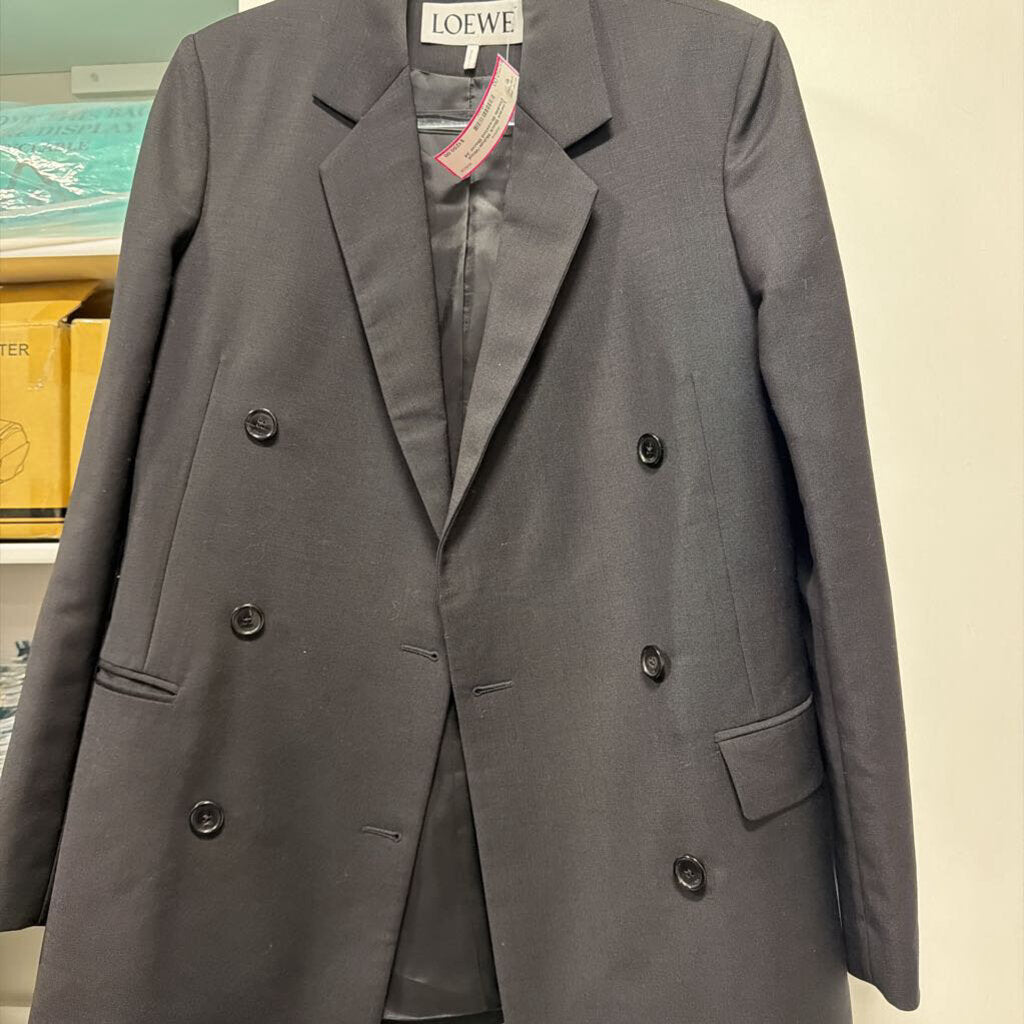 Black Mohair/Wool Double Breasted Blazer