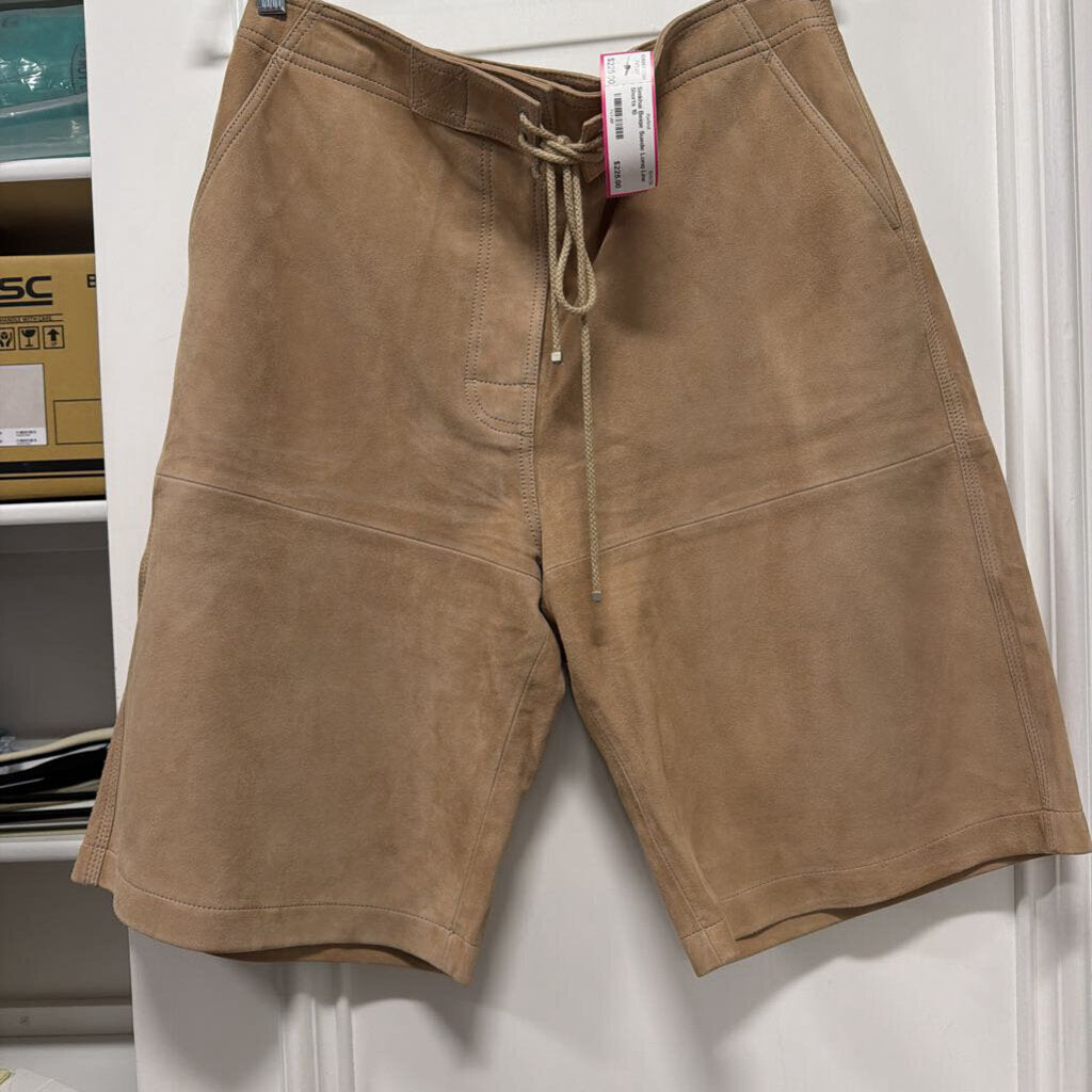 Beige Suede Long Line Shorts