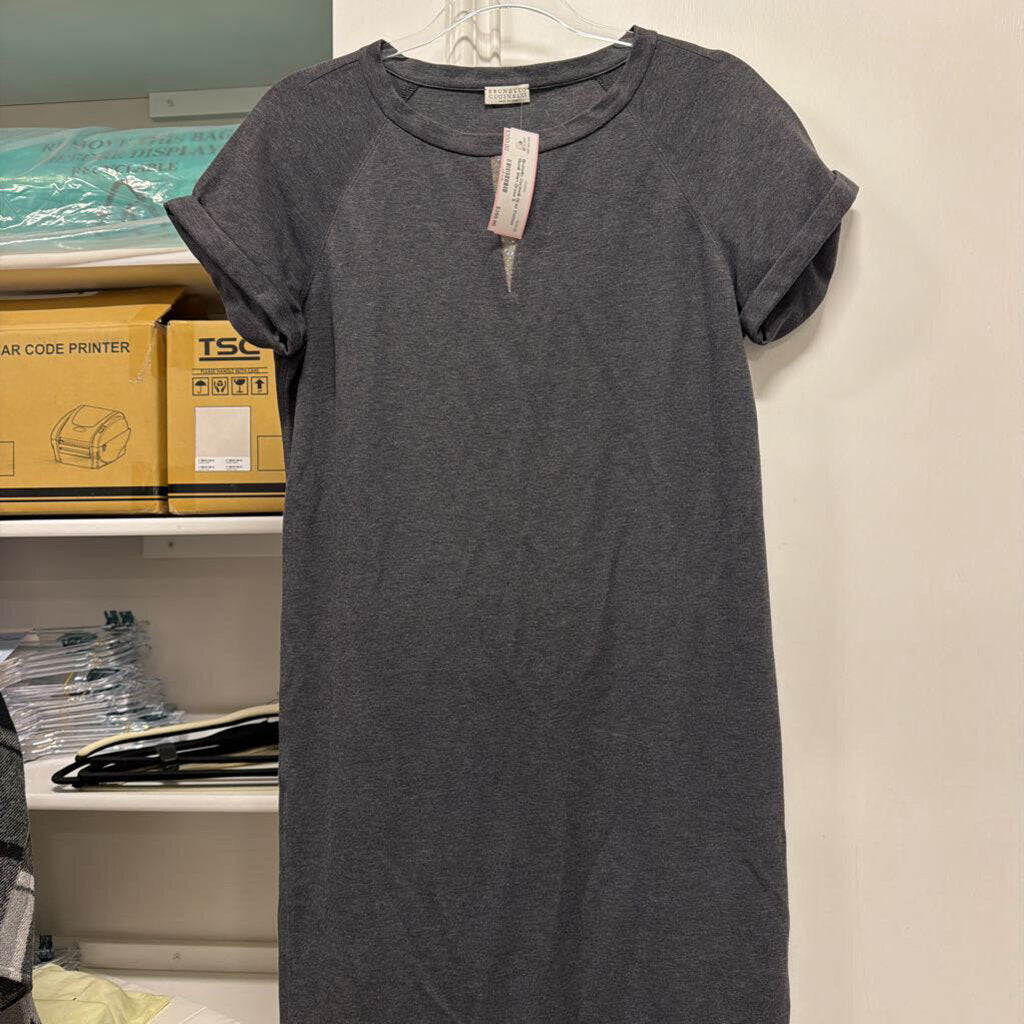 Gray Cotton Monili Shirt Dress