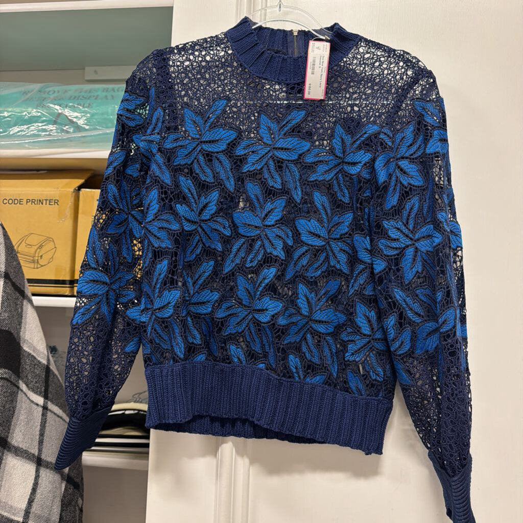 Navy Lace Sweater