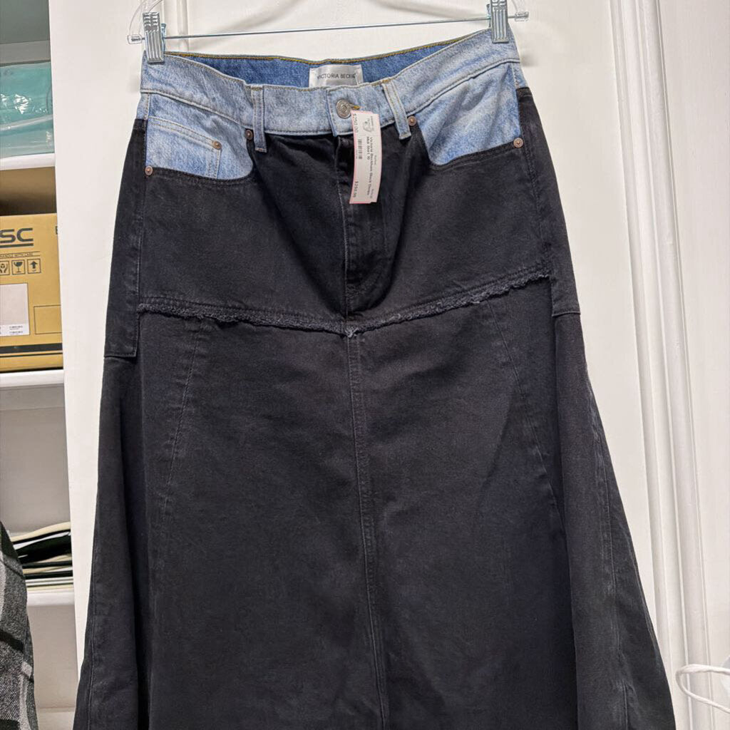 Black Denim Midi Skirt