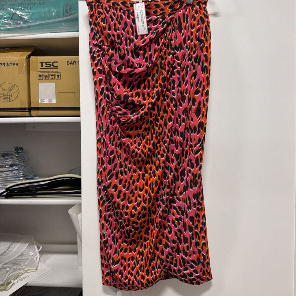 Pink Gradient Animal Print Silk Skirt