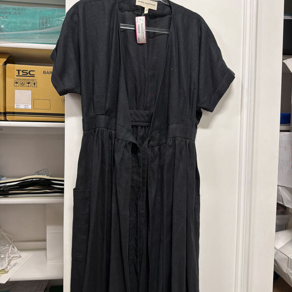 Black Hemp Wrap Maxi Dress