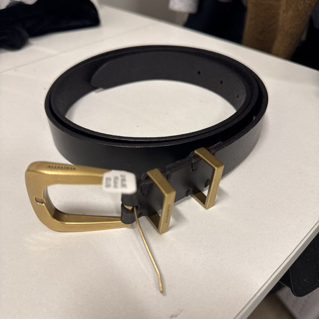 Allsaints Black Leather Belt, XL