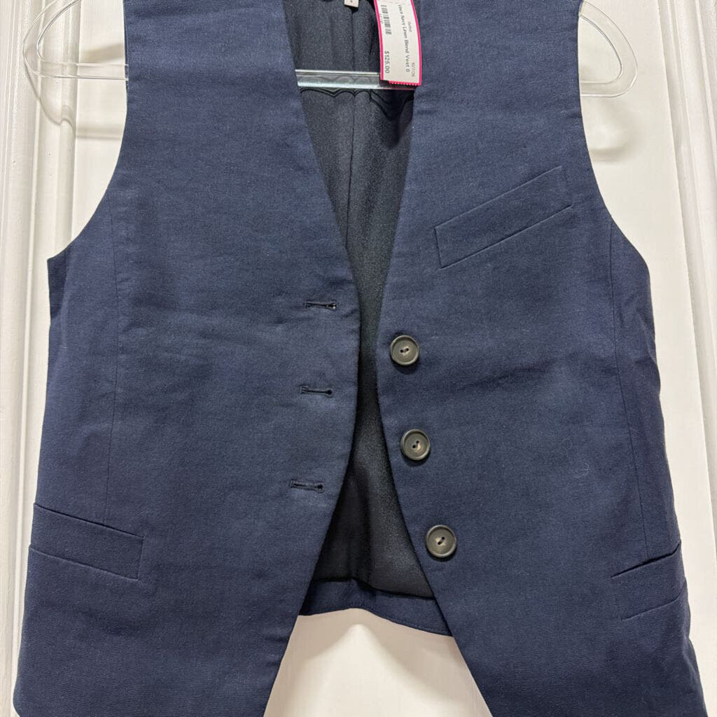 Navy Linen Blend Vest