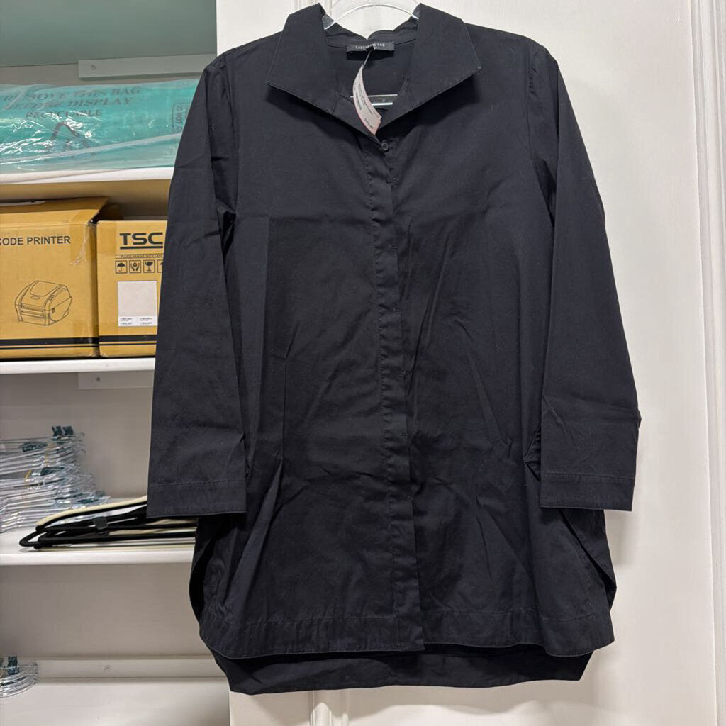 Black Cotton Button Up Shirt