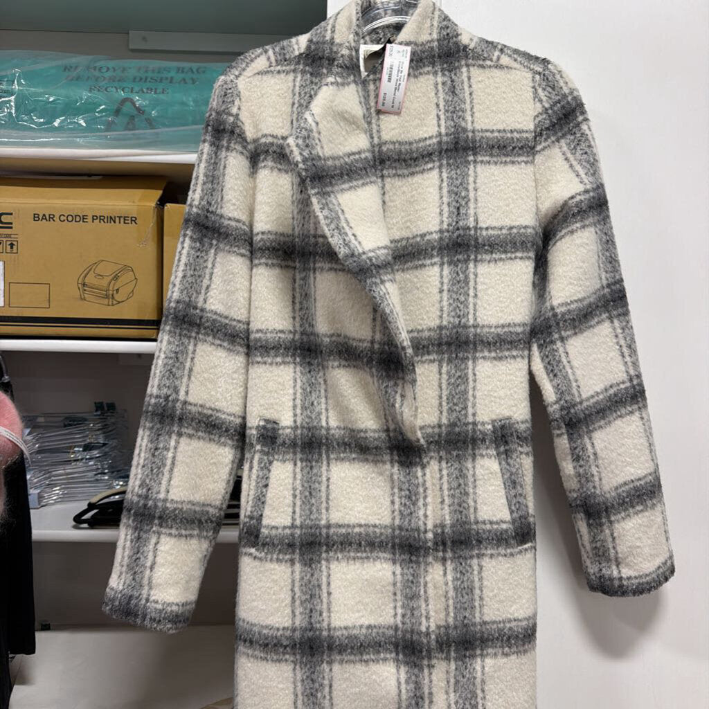 White/Black Wool Blend Coat